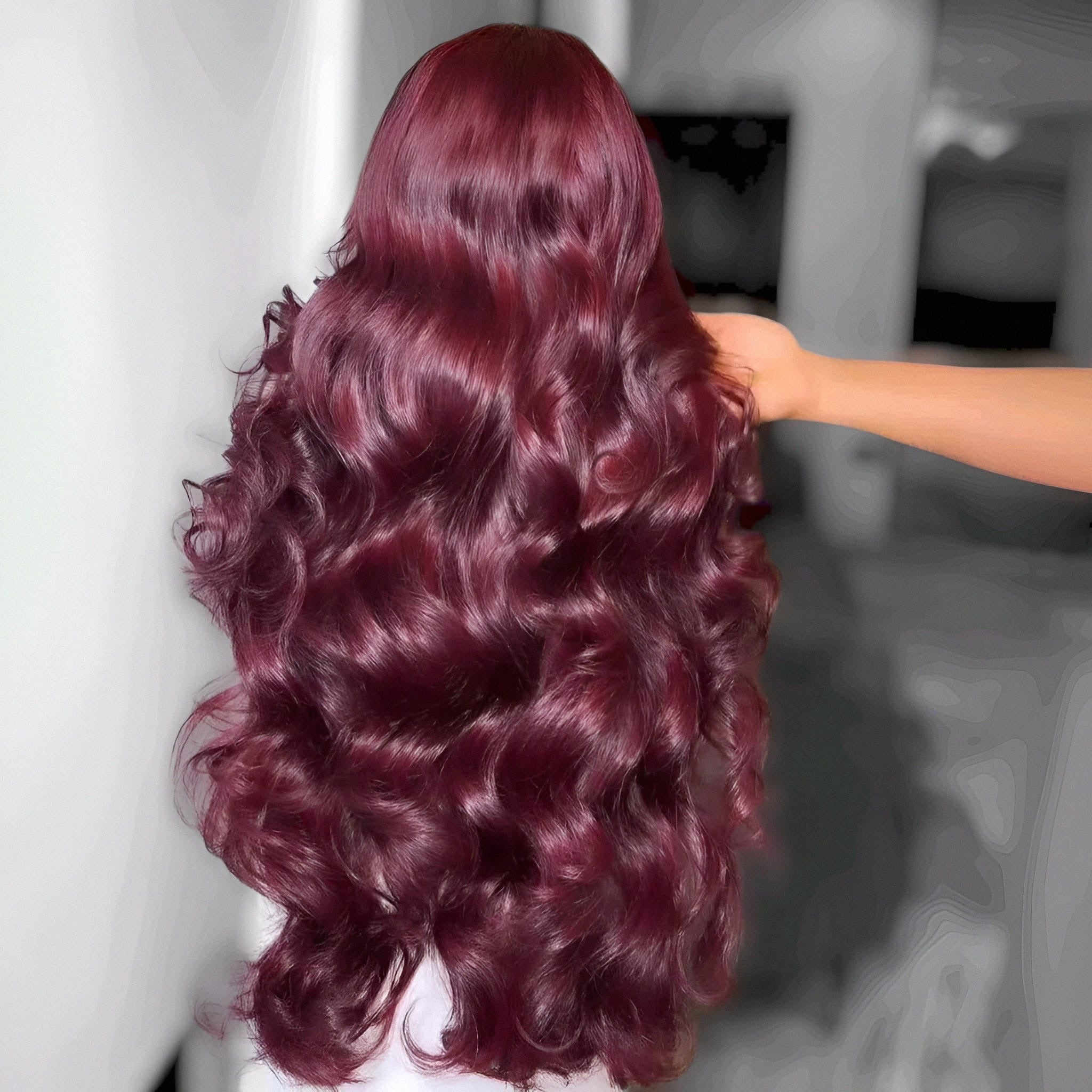 Burgundy invisible lace frontal wig 13x4 | Pre-depilated natural hairline