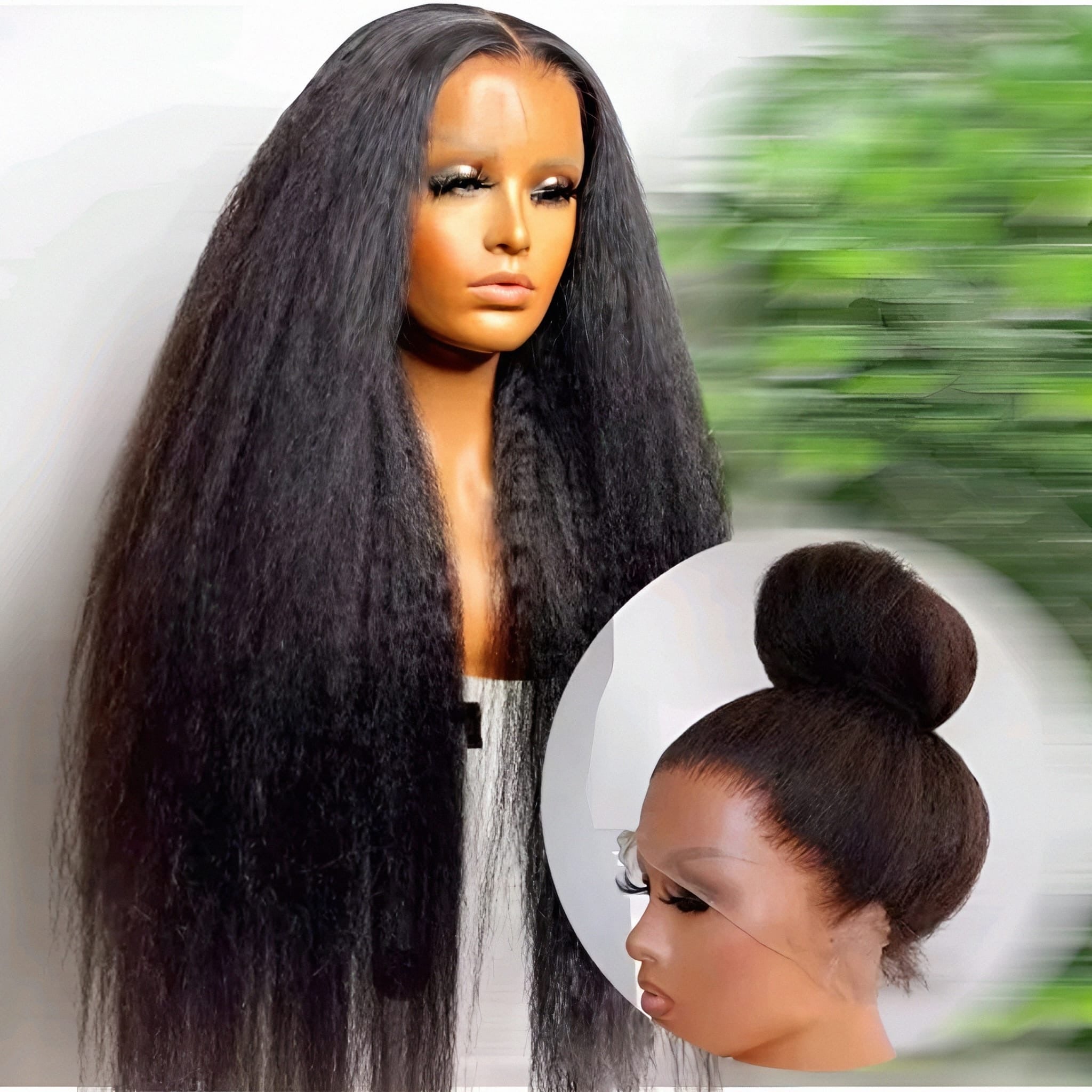 HD Lace Kinky Straight Wig – Natural Look | Pre-Plucked, Glueless, Full Density